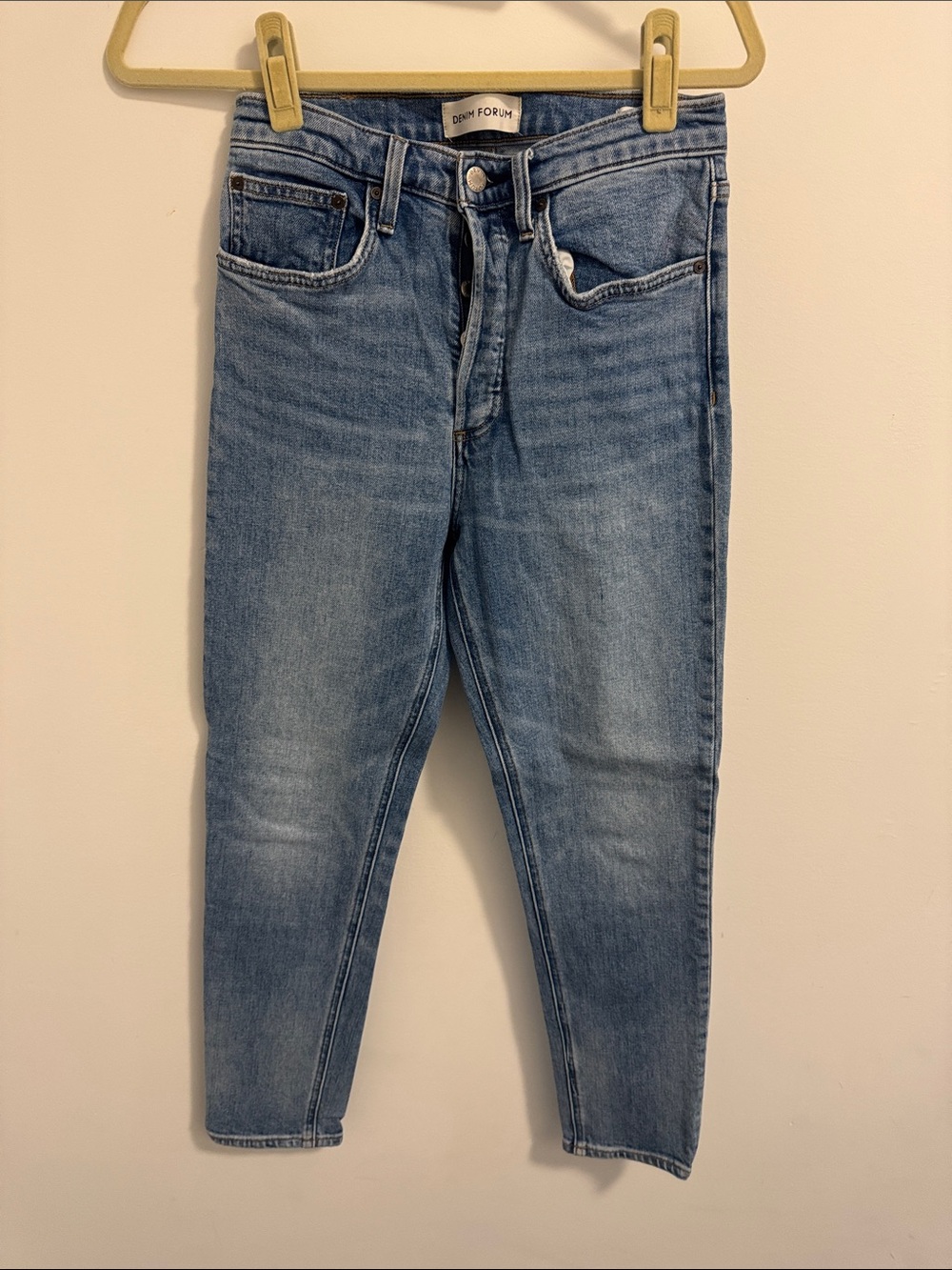 Denim Forum Light Blue Tapered High-Rise Jeans